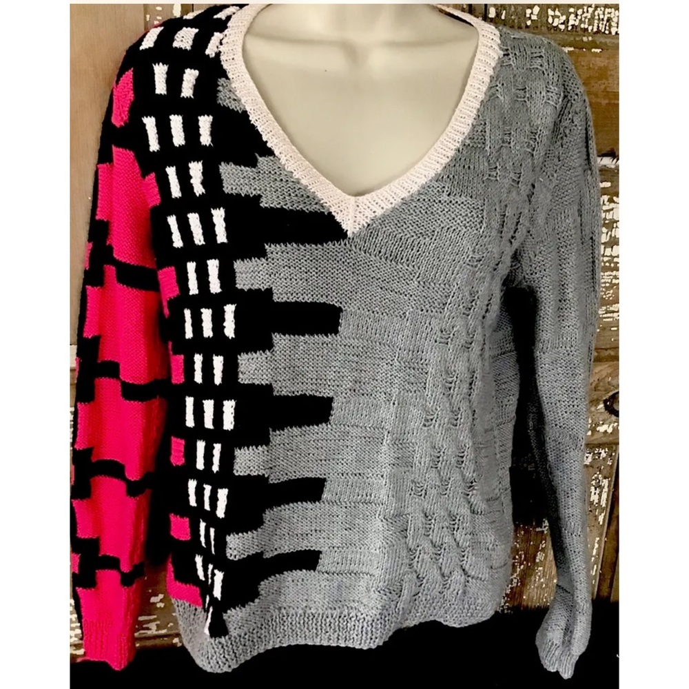 NWT $515 Risto Pink Mix Sweater XS Hand Knit In Macedonia Adobe Intarsia